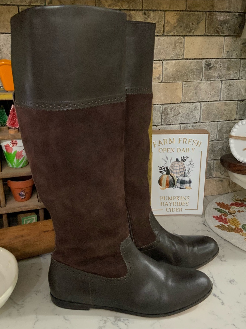 Brooks Brothers Brown Suede Leather Knee High Riding Boots Women’s Size 8M